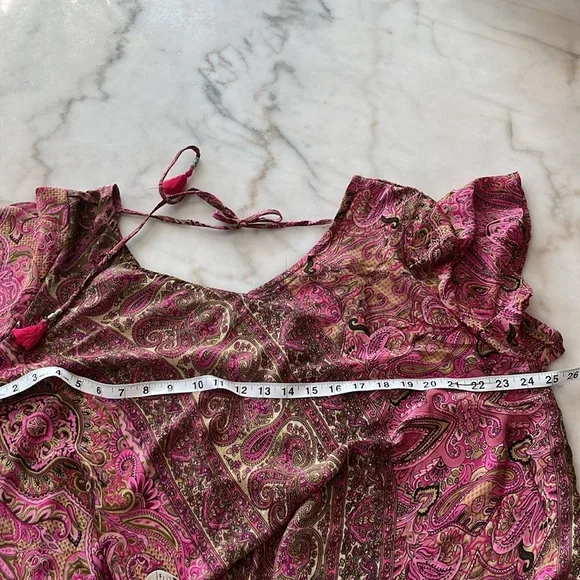 Bohemian flared paisley pink maxi dress one size 100% Viscose - Picture 15 of 17